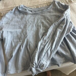 Pilcro Pale Blue Ribbed Crewneck Pullover